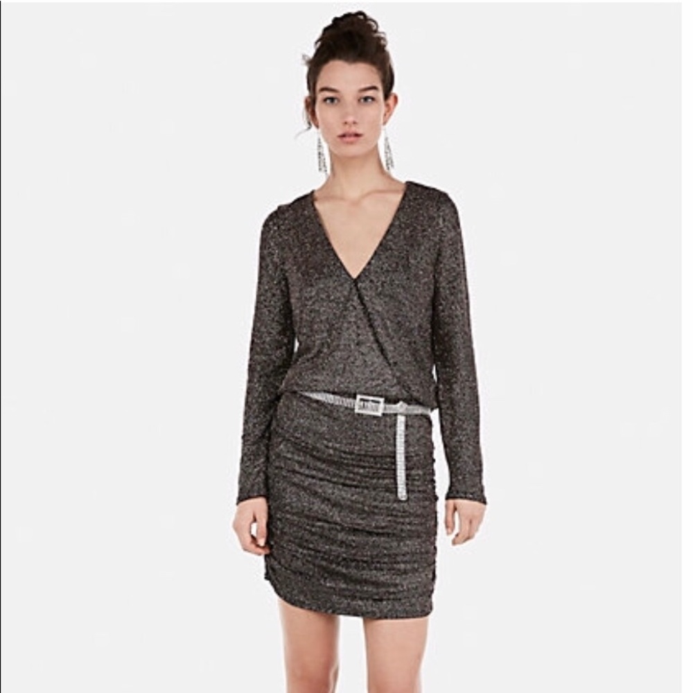 Express multi gold sleeve dress